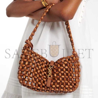 YSL LE 5 À 7 WOODEN BEADED HANDBAG 862997KAAAZ9384 (21*15*6cm)